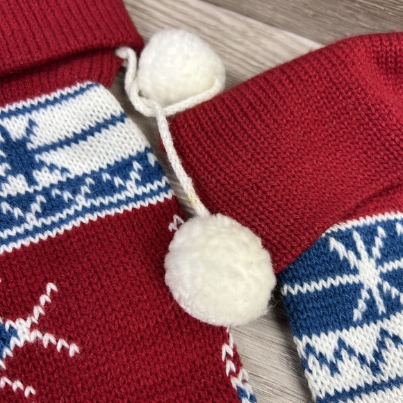 Two Red White Blue Christmas STOCKING Knitted Angels Joy Long Cute! - Picture 7 of 11